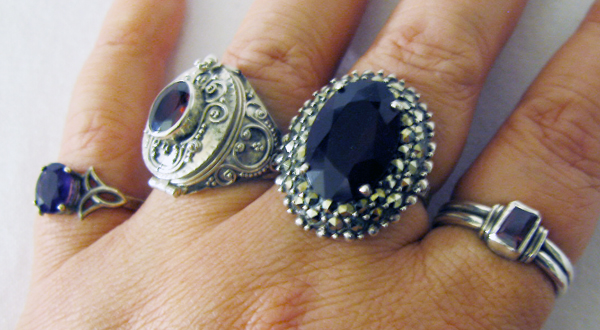 Left to right Amethyst Celtic knot ring poison ring with garnet Left to right Amethyst Celtic knot ring poison ring with garnet