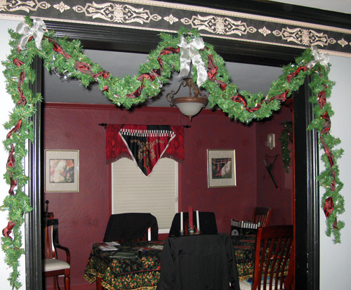 A similar garland is over the dining room window not shown