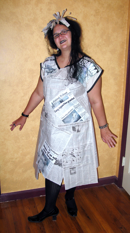Finished newspaper dress | Trystan's Costume Closet