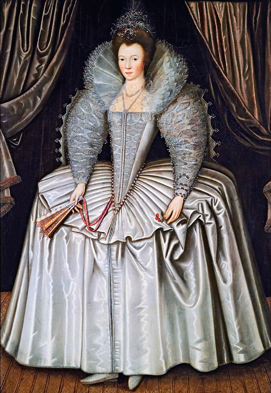 https://upload.wikimedia.org/wikipedia/commons/b/bc/English_School_Portrait_of_a_Lady_1595-1605_in_wh…  | Elizabethan fashion, Renaissance fashion, Elizabethan dress